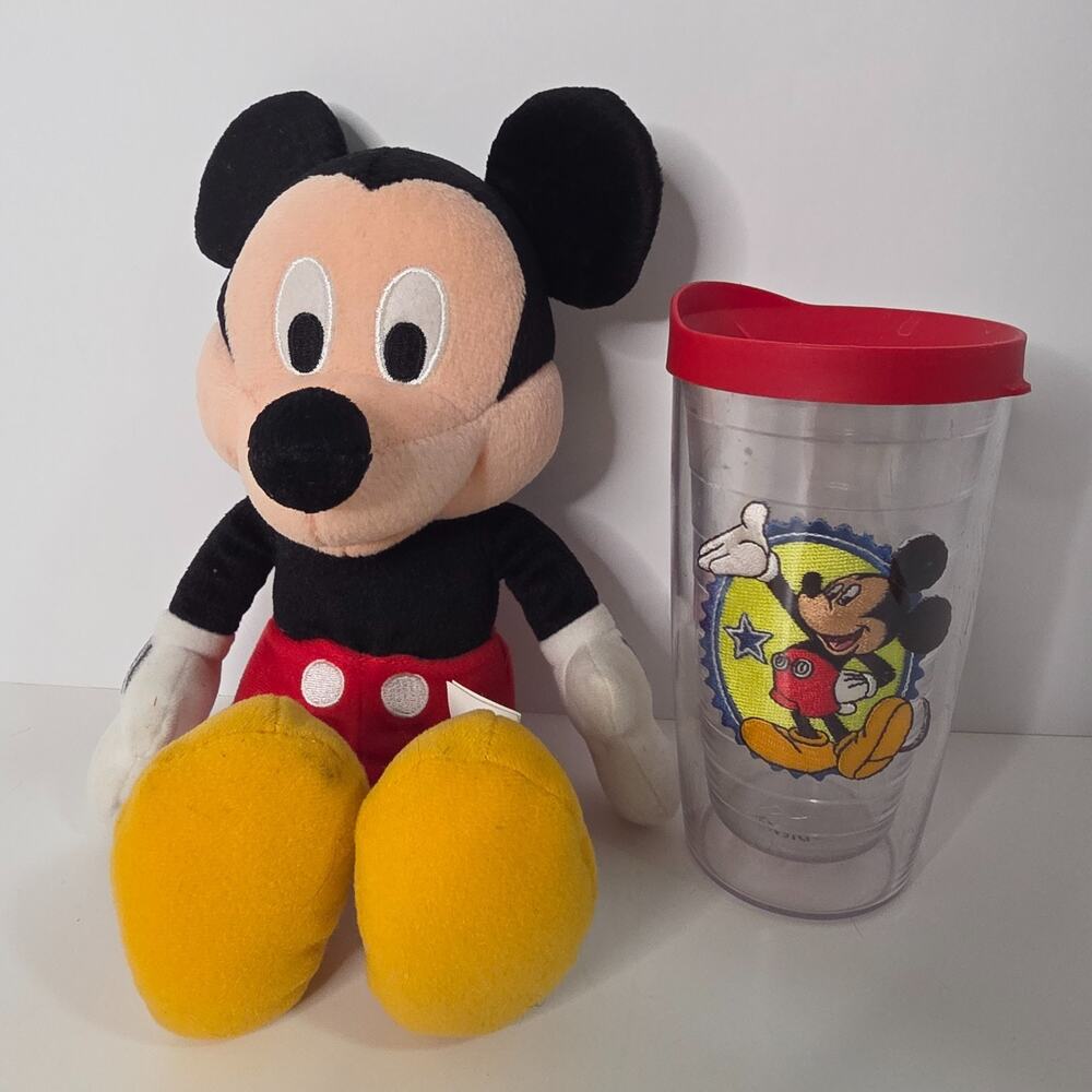 Disney Mickey Mouse Plush Tervis 16oz Tumbler Red Lid Character Direct Lot